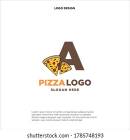 Letter A pizza logo design concept, isolated on white background.