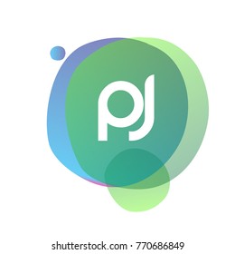 Letter PJ logo with colorful splash background, letter combination logo design for creative industry, web, business and company.
