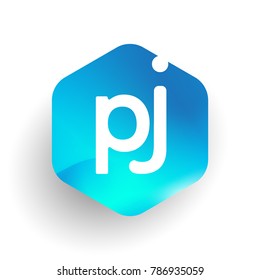 Letter PJ logo in hexagon shape and colorful background, letter combination logo design for business and company identity.
