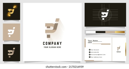 Letter Pj or Pi monogram logo with business card design