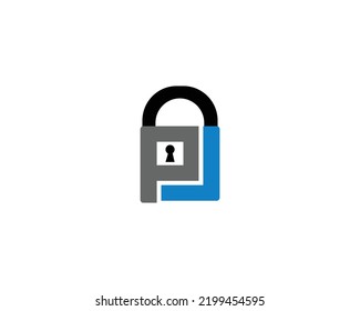 Letter PJ, PL lock and Security Logo design concept. Creative Protection, lock and Security Vector Illustration on White Background.