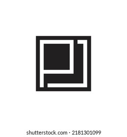 Buchstabendesign für PJ-Quadrat-Vektorlogo