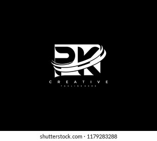 Letter PK Inside Square Creative Modern Monogram Elegant Three Swoosh Logo