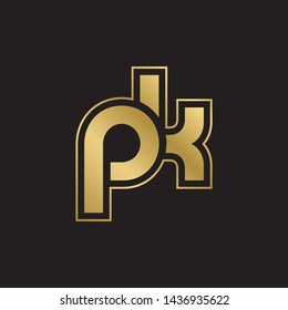 Letter pk linked lowercase logo design template elements. Gold letter Isolated on black  background. Suitable for business, consulting group company.