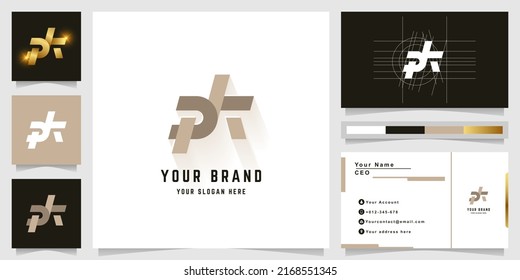 Letra logotipo de monograma PK o PA con diseño de tarjeta de visita