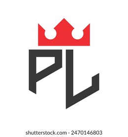 Letter PL Crown Logo. Crown on Letter PL Logo Design Template