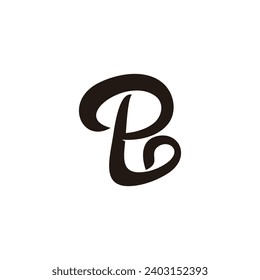 letter pl curves smooth logo vector 