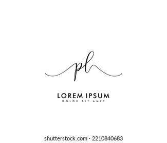 Letter PL Initial handwriting logo with signature and hand drawn style.