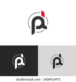 Letter pl linked lowercase logo design template elements. Red letter Isolated on black white grey background. Suitable for business, consulting group company.