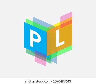 Letter PL logo with colorful geometric shape, letter combination logo design for creative industry, web, business and company.