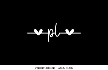 letter PL logo design handwriting signature style vector template.