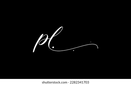 letter PL logo design handwriting signature style vector template.