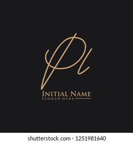 Letter Pl Logo. Initial Letter Design Vector Luxury Colors