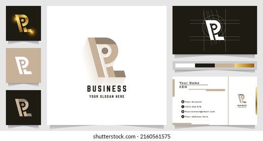 Letter PL or Ri monogram logo with business card design