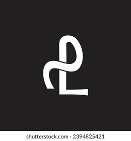 letter pl simple ribbon font logo vector  