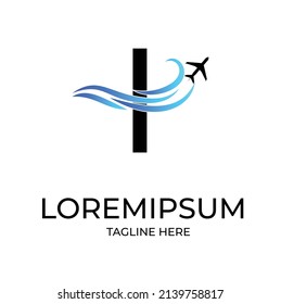 letter I plane flight logo