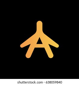 letter A and plane logo concept icon
