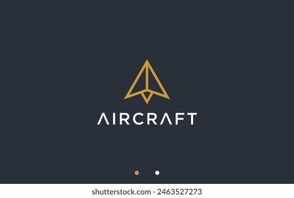 letter a with plane logo design vector silhouette illustration