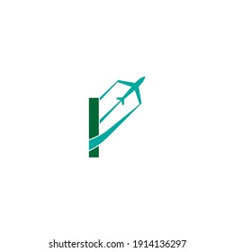 Letra I con icono del logo del plano ilustración vectorial