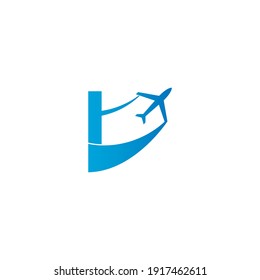 Letter I with plane logo icon design vector illustration template
