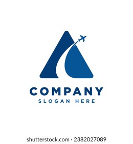 letra A e icono del logotipo del plano y vector