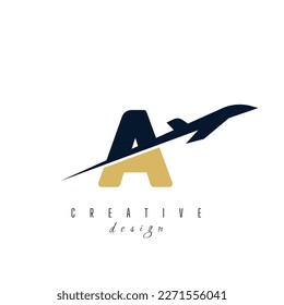 letter A with plane logo vector template. logo for travel label, tourism, journey posters, airways identity, and tech transportation