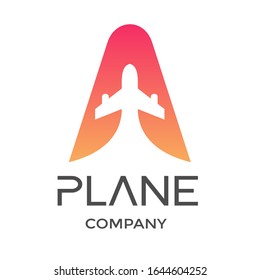 Letter A with plane vector logo. This design is modern and suitable for travel and transportation.