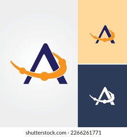 Vector de diseño de logotipos de planetas Carta A