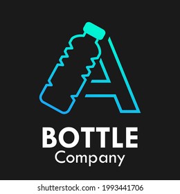Letter a with plastic bottle logo template illustration