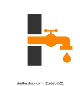 Letter I Plumber Logo Design. Plumbing Water with Letter I Logo Template