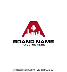 Letter A with Plumbing Logo Vector Design Template. Plumbing Icon Design