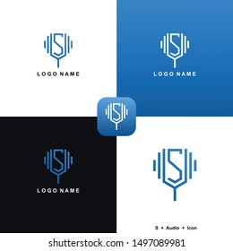 Letter  plus audio concept logo design simple and elegant
