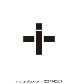 Letra i plus, símbolo geométrico simple vector logo