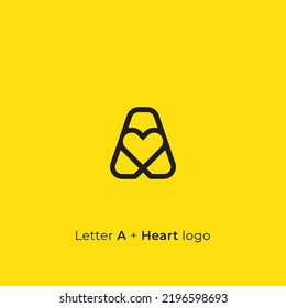 Letter A plus heart love logo icon 