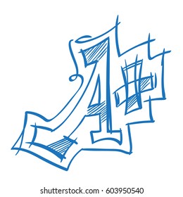 Letter A with a plus sign of the logo. Element for infographics in the hand drawing style.
