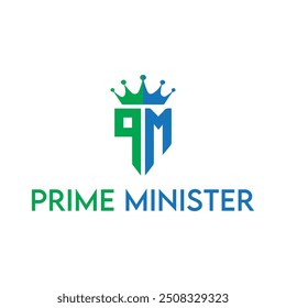 Letter PM crown logo design for leadership, political campaign, and organization branding.