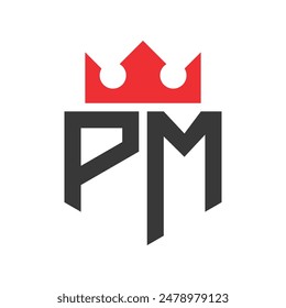 Letter PM Crown Logo. Crown on Letter PM Logo Design Template