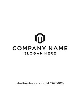 letter pm hexagon logo design vector illustration template
