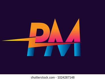 Letter PM logo with Lightning icon, letter combination Power Energy Logo design for Creative Power ideas, web, business and company.