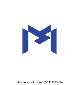 letter pm simple geometric line logo vector
