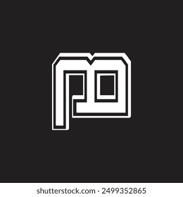 letter pm simple geometric stripes logo vector 