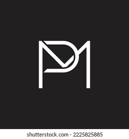 letra pm simple línea enlazada vector de logotipo geométrico 