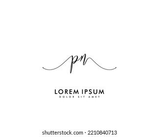 Letter PN Initial handwriting logo with signature and hand drawn style.