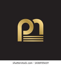 Letter pn linked lowercase logo design template elements. Gold letter Isolated on black  background. Suitable for business, consulting group company.