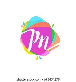 Letter PN logo with colorful splash background.