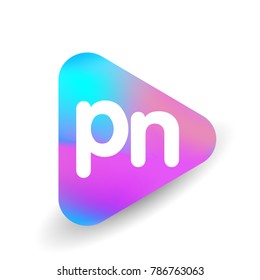 Letter PN logo in triangle shape and colorful background, letter combination logo design for business and company identity.
