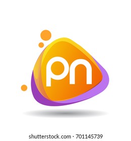 Letter PN logo in triangle splash and colorful background, letter combination logo design for creative industry, web, business and company.