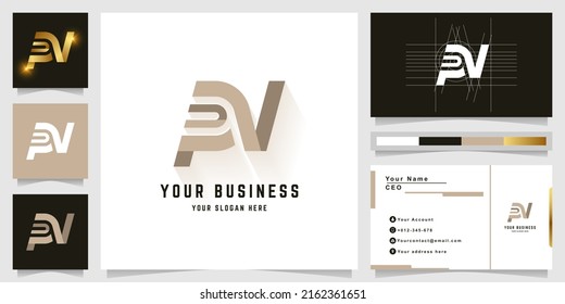 Letter PN or PV monogram logo with business card design