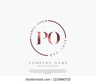 Letter PO Initial handwriting logo with signature and hand drawn style.