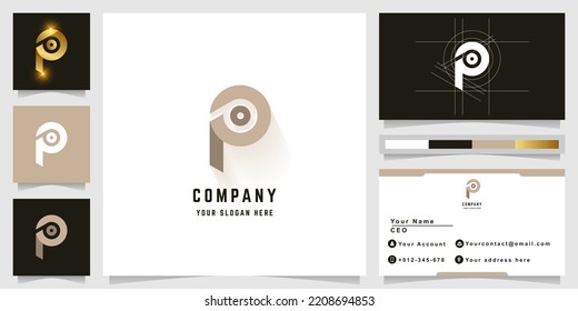 Logotipo de monograma de letra o o oP con diseño de tarjeta de visita
